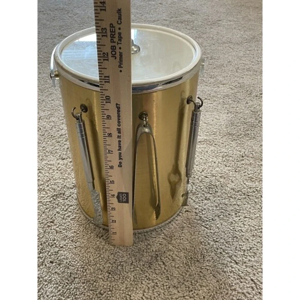 Ice Bucket Brushed Gold Silver Clear Lucite Handle‎ & Lid 3 Tools Box Vintage
